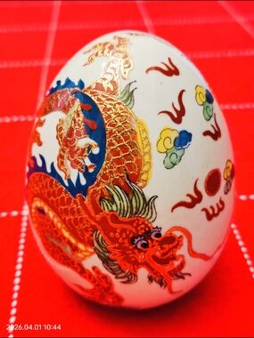 White Porcelain Dragon Decorative Egg - Home Accent
